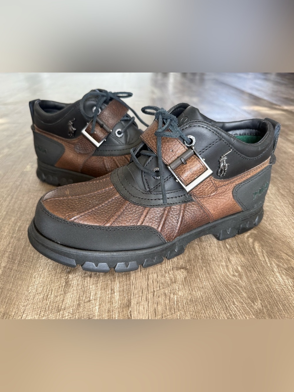 Polo Ralph Lauren Men’s Dover III Brown Leather Buckle Shoes Size 9D